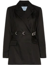 Prada Asymmetrical Buckle Fastened Blazer In Black