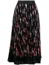 Prada Pleated Lightning Bolt Skirt In Black