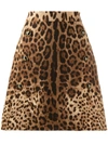 Dolce & Gabbana Leopard-print Wool-crepe Skirt In Neutrals