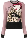 DOLCE & GABBANA PRINT CREW NECK KNITTED TOP