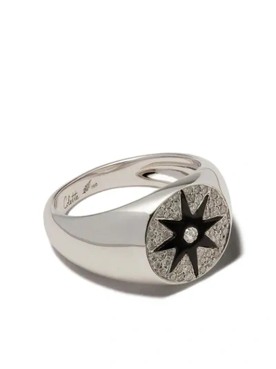 Colette 18kt White Gold Diamond Star Signet Ring