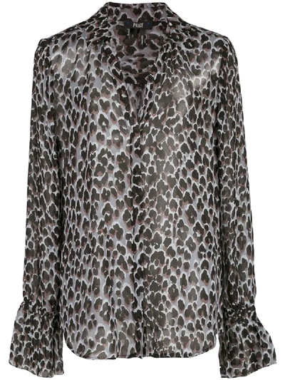 Paige Sheer Leopard Print Blouse - Grey