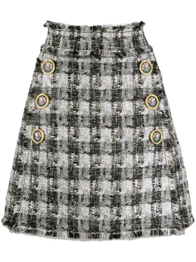 Dolce & Gabbana Checked A-line Skirt In White