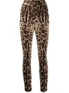Dolce & Gabbana Leopard Print Cropped Trousers In Neutrals