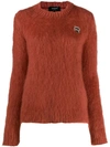 Rochas Embellished Mohair Blend Knit Sweater In Red