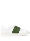 Valentino Open Color Block Leather Sneakers In White
