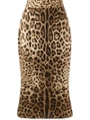 Dolce & Gabbana Leopard-print Silk-blend Charmeuse Pencil Skirt In Neutrals