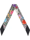 GUCCI GUCCI FLORA AND G RHOMBUS PRINT NECK BOW - 黑色