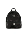 PHILIPP PLEIN BACKPACK IN LEATHER AND SEQUINS WITH HEXAGONAL MONOGRAM AND ZIP,11014019