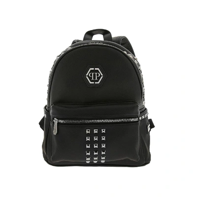 Philipp Plein Backpack In Synthetic Leather With All Over Stars And Studs