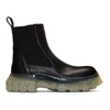 RICK OWENS RICK OWENS BLACK AND TRANSPARENT TRACTOR BEETLE BOOTS