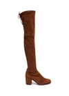 Stuart Weitzman 'tieland' Stretch Suede Thigh High Boots In Brown