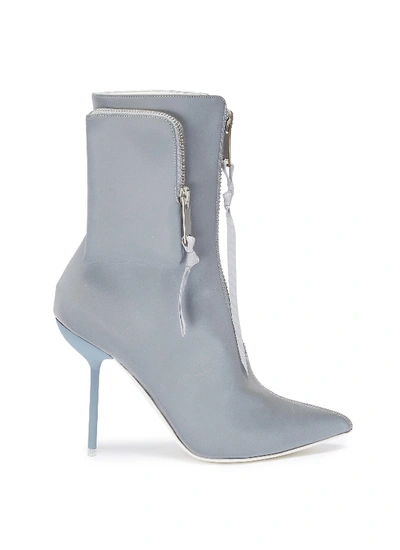 Ben Taverniti Unravel Project Pin Heel Zip Pouch Reflective Ankle Boots In Blue
