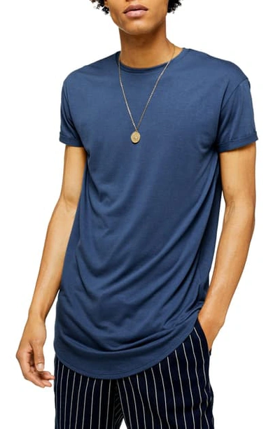 Topman Scotty Longline Slim Fit T-shirt In Blue