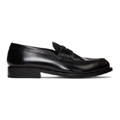 Giorgio Armani Illusion Stripe Leather Loafers In Black