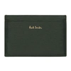 PAUL SMITH PAUL SMITH GREEN AND YELLOW STRAW GRAINED CARD HOLDER