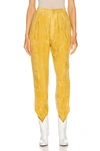 Isabel Marant Fany High-rise Straight Velvet Pants In Dusty Yellow