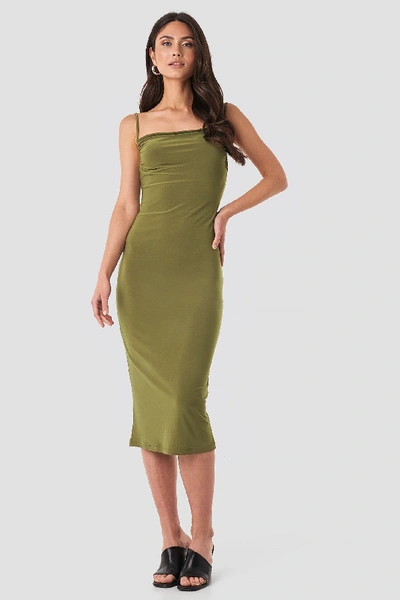 Trendyol Thin Strap Midi Dress - Green In Khaki
