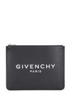 GIVENCHY LOGO PRINT LEATHER FLAT POUCH
