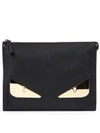 FENDI Fendi Black And Gold Leather Pouch Bag Bugs