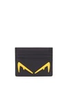 FENDI Fendi Black Leather Card Holder With Diabolic Eyes Detail