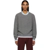 THOM BROWNE THOM BROWNE GREY WAFFLE WOOL RELAXED FIT CREWNECK SWEATER