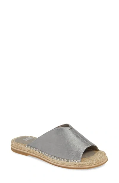 Eileen Fisher Milly Espadrille Slide Sandal In Silver Metallic Suede