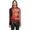 RICK OWENS RICK OWENS BLACK AND RED CROPPED BIKER LEVEL SWEATER