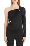 VERSACE SAFETY PIN DETAIL ONE-SHOULDER TOP,A83321A223485