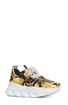 Versace Chain Reaction Sneaker In White/ Black/ Gold