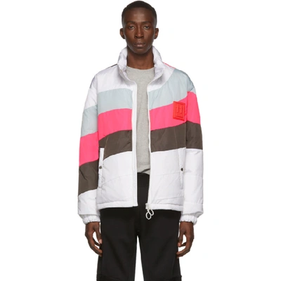 Off-white Men's Colorblock Quilted Puffer Anorak Jacket In White,fuchsia,black