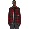 OFF-WHITE OFF-WHITE SSENSE EXCLUSIVE RED QUOTE FLANNEL SHIRT