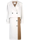 Tibi Colorblock Techy Twill Convertible Trench Coat In Neutrals