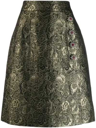 Dolce & Gabbana Embellished Brocade Skirt In Gold