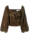 Attico Bow-detailed Animal-print Velvet Top In Black