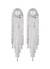 VENNA Faux pearl stud glass crystal chain fringe drop earrings