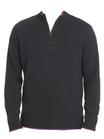 Robert Graham Selleck Quarter Zip Sweater In Dark Charcoal