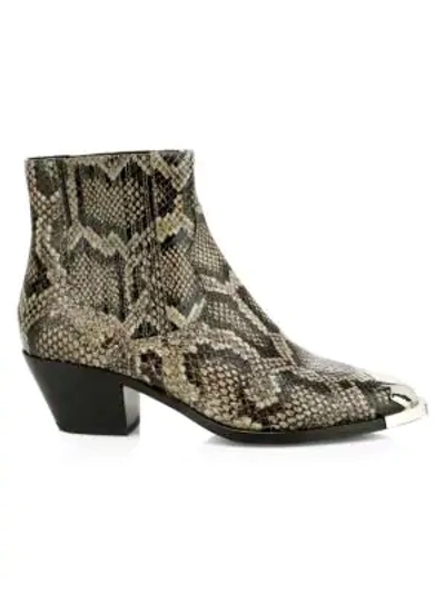 Ash Floyd Snakeskin-embossed Leather Western Boots In Taupe