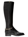 COLE HAAN Idina Chain Stretch-Leather Riding Boots
