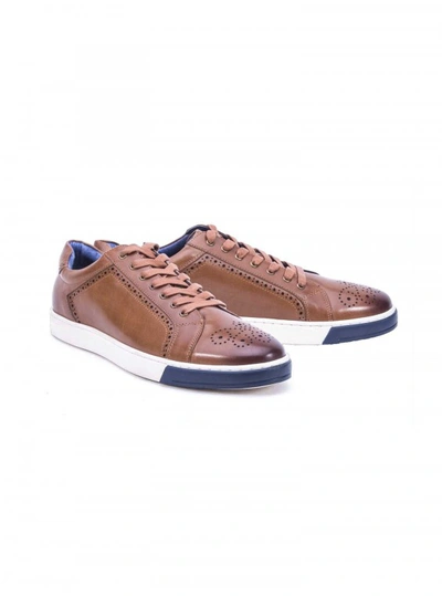 Robert Graham Men's Gettys Leather Sneakers In Cognac