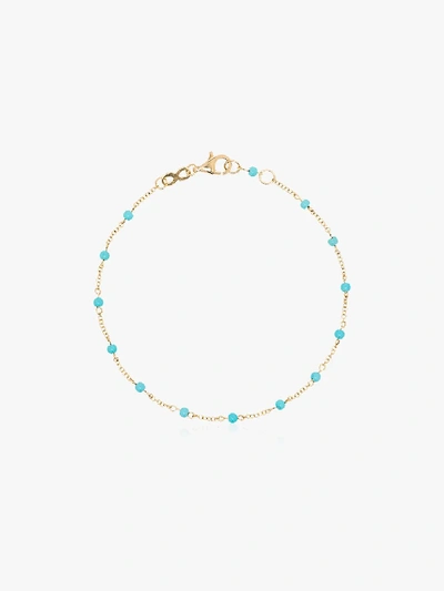 Rosa De La Cruz 18kt Yellow Gold Turquoise-dot Chain Bracelet In Blue