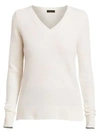 Saks Fifth Avenue Collection Cashmere V-neck Sweater In China White