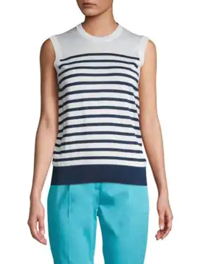 Dolce & Gabbana Striped Silk Shell Top In White