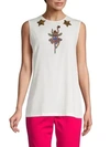 DOLCE & GABBANA EMBELLISHED FAIRY SLEEVELESS SILK TOP,0400011178132