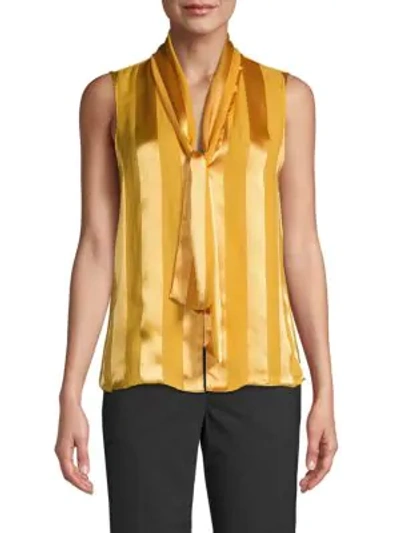 Alice And Olivia Striped V-neck Top In Yellow