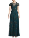 ADRIANNA PAPELL BEADED SHEER GOWN,0400011288413