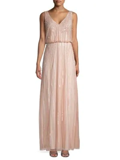 Adrianna Papell Sequin Embellished Popover Gown In Blush
