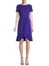 CALVIN KLEIN COLLECTION RUFFLED BELTED KNEE-LENGTH DRESS,0400011063113