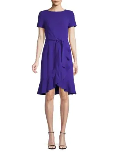 Calvin Klein Collection Ruffled Belted Knee-length Dress In Byzantine