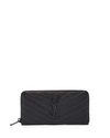 Saint Laurent Ysl Monogram Large Zip Wallet In Grained Leather In Black